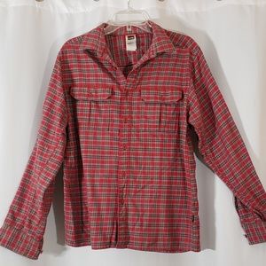 The North Face Shirt Red Olive Plaid Medium